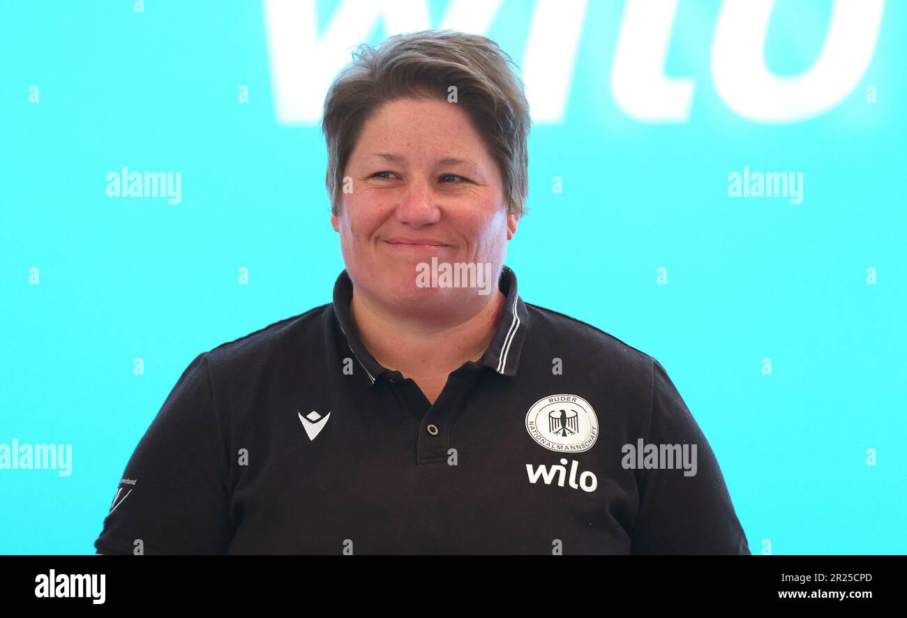 Dortmund, Deutschland. 17. Mai 2023. firo: 17. Mai 2023, Rudern, Team Deutschland-Achte 2023, Achte, Einführung, Präsentation über den Dortmund-Ems-Kanal, Bundestrainer Sabine TSCHAGE, Portrait Credit: dpa/Alamy Live News Stockfoto