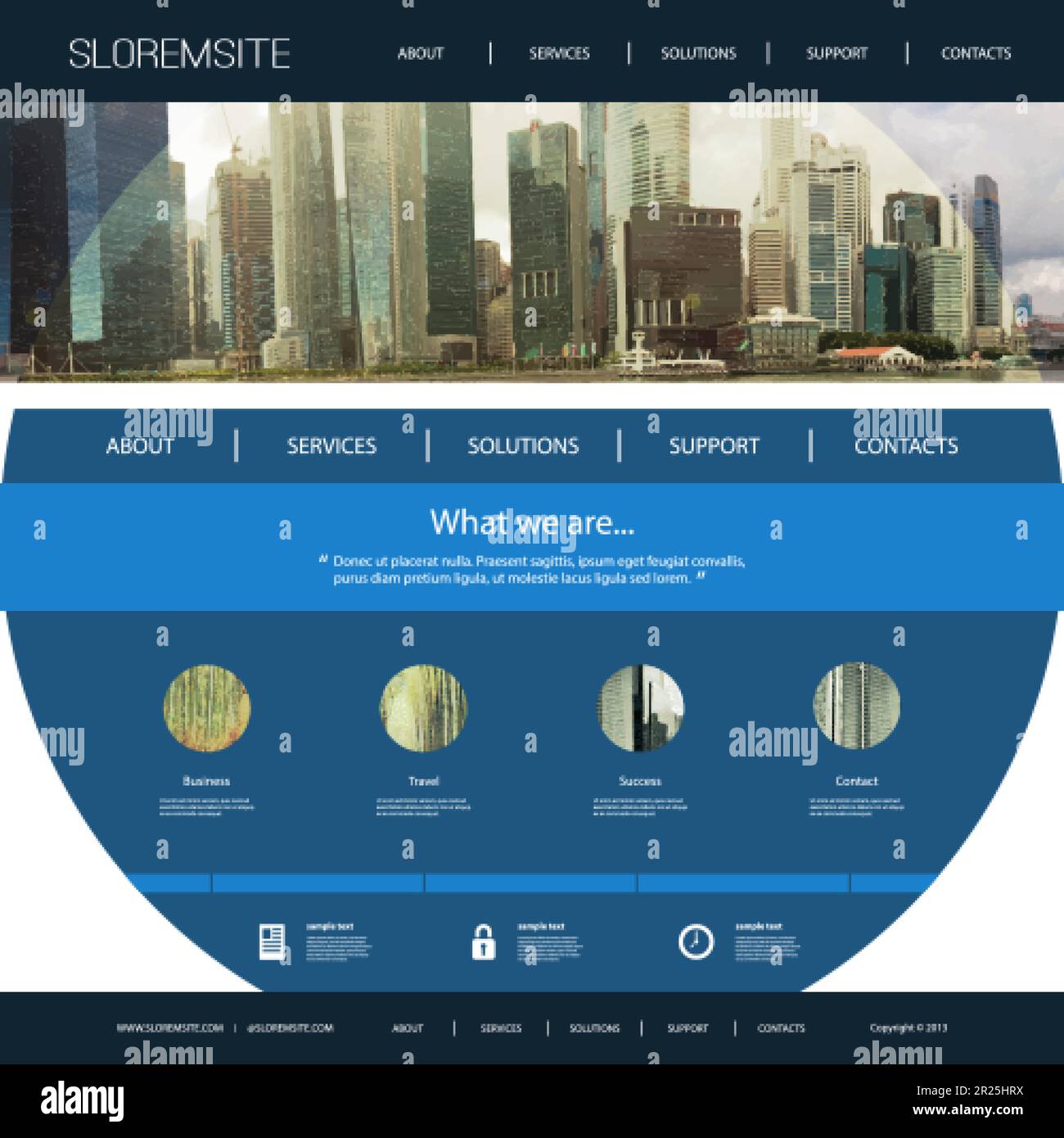 Website-Vorlage mit einzigartigem Design – Skyline von Singapur Stock Vektor