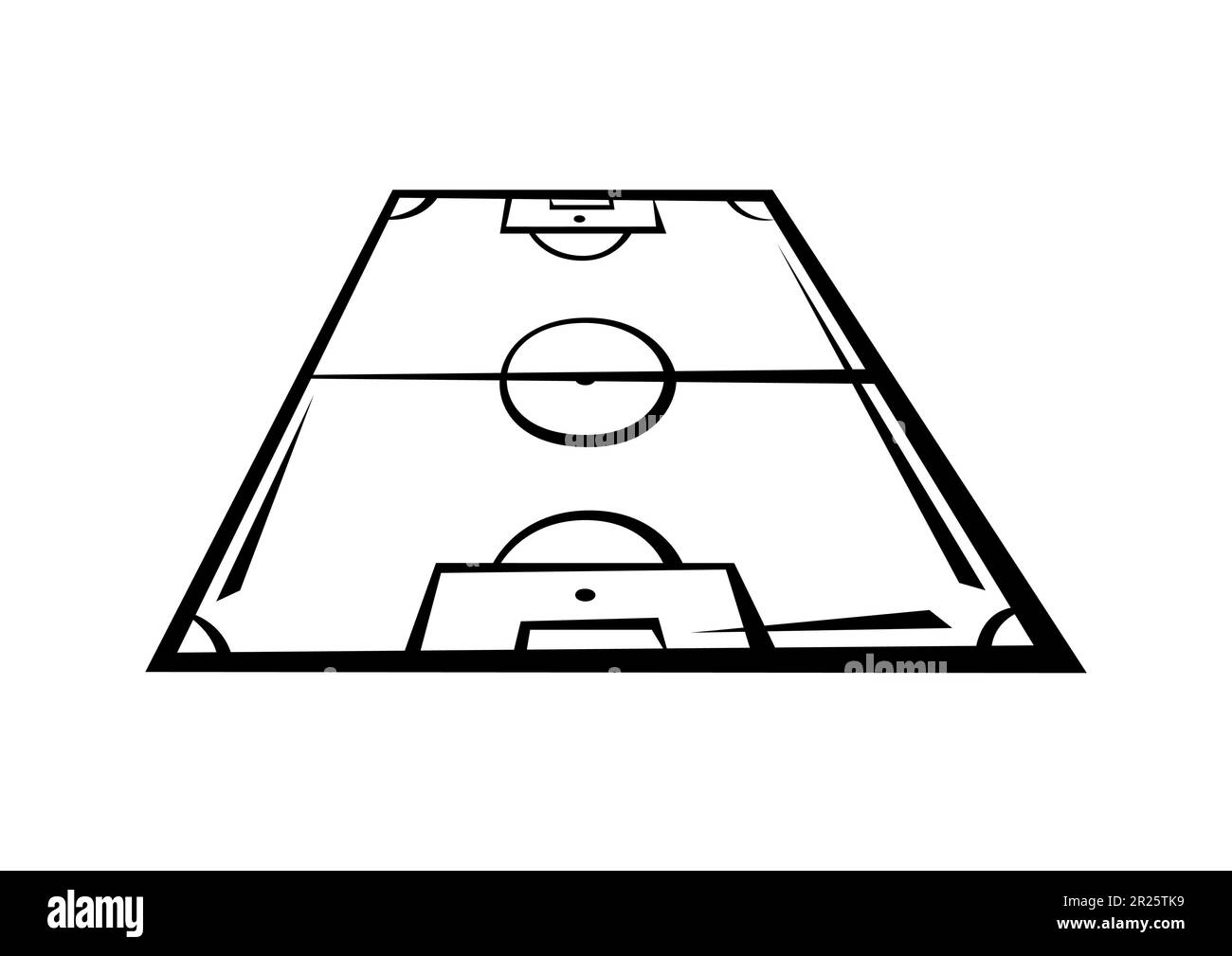 Abbildung des Fußballfeldes. Das Symbol des Fußballvereins. Sportobjekt im Cartoon-Stil. Stock Vektor