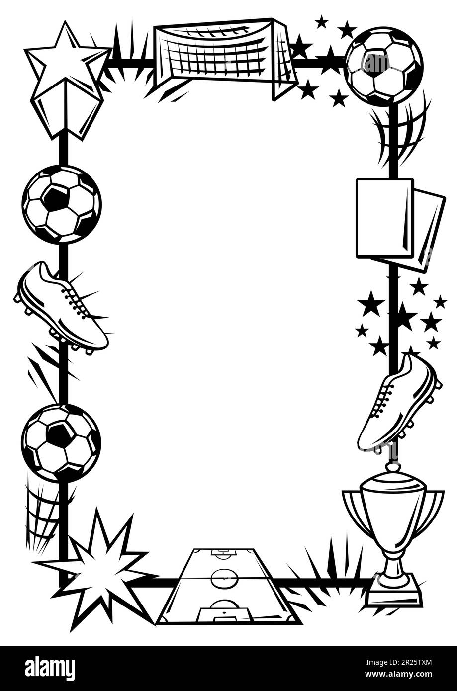 Hintergrund mit Fußballsymbolen. Fußballverein-Illustration. Stock Vektor