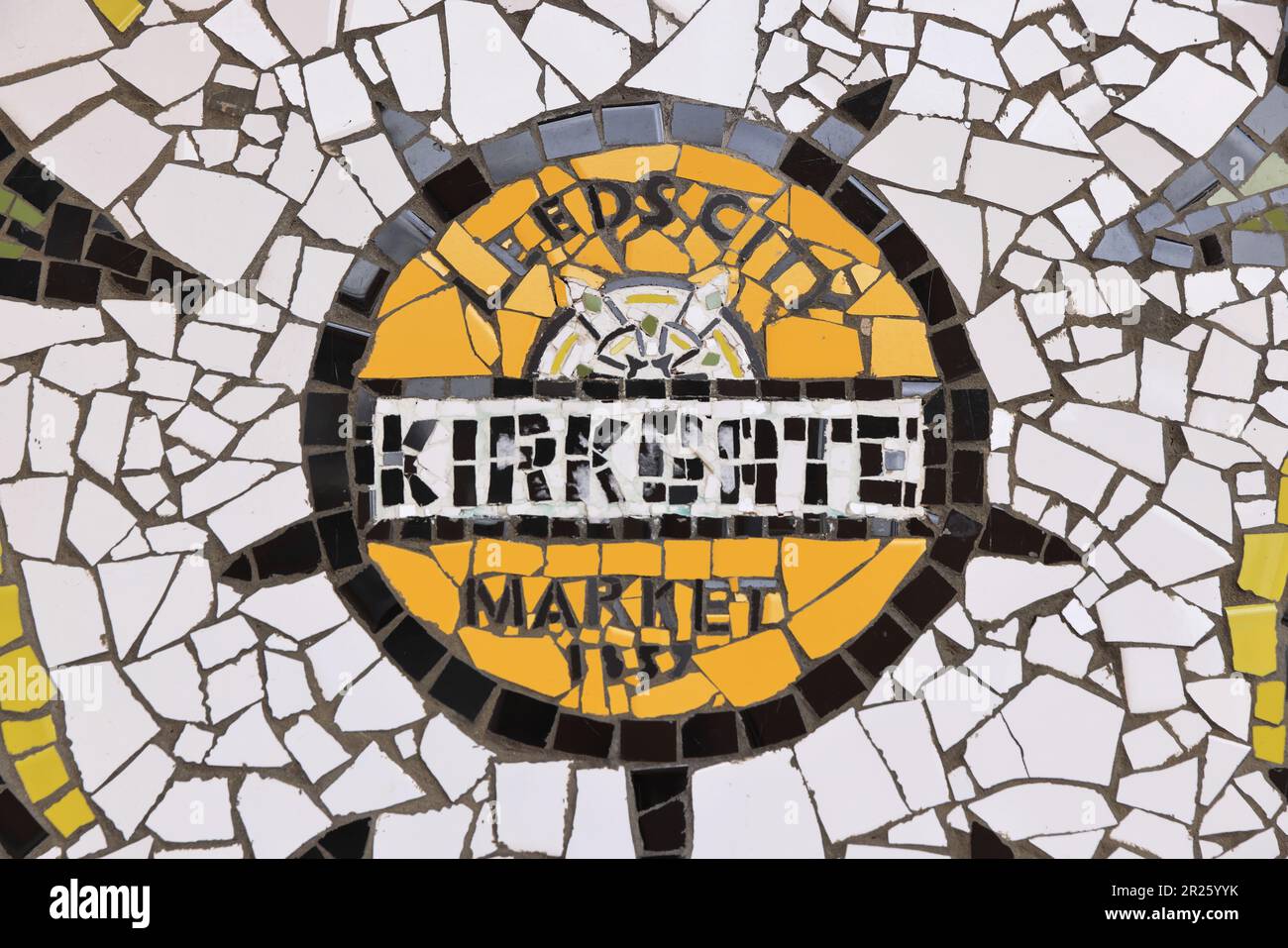 Leeds Motive vor dem Kirkgate City Market in West Yorshire, Großbritannien Stockfoto