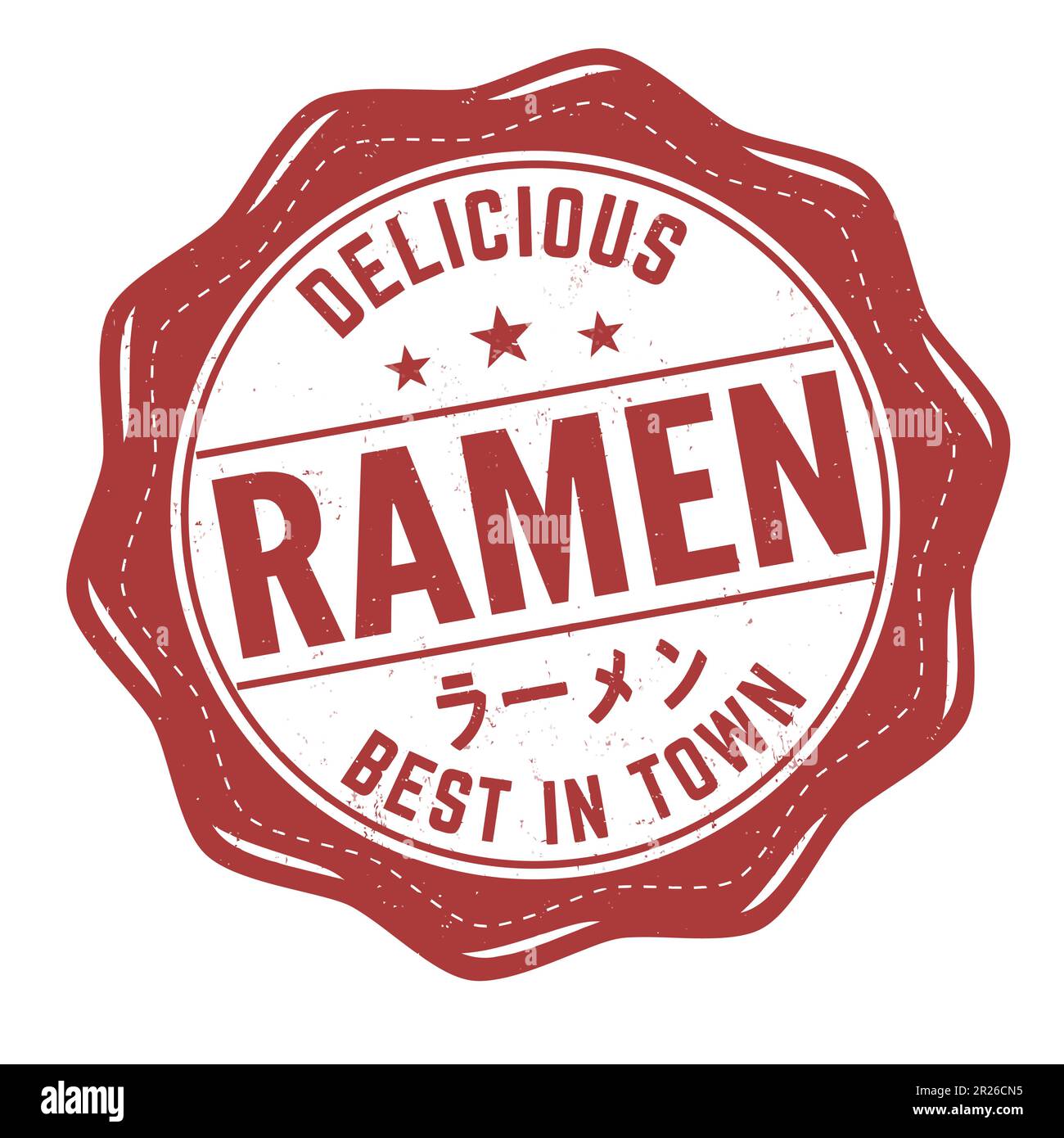 Ramen-Grunge-Gummistempel auf weißem Hintergrund, Vektordarstellung Stock Vektor