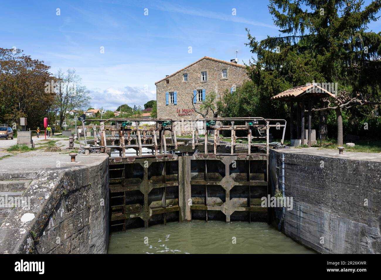 Schleuse am Canal du Midi, Frankreich Stockfoto