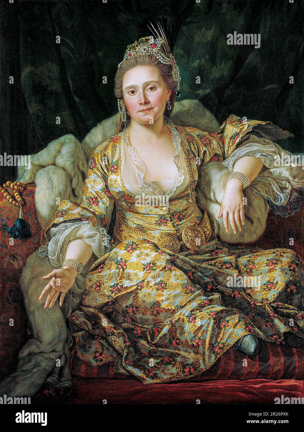 Antoine de Favray - Porträt der Gräfin von Vergennes in türkischer Kleidung- Stockfoto