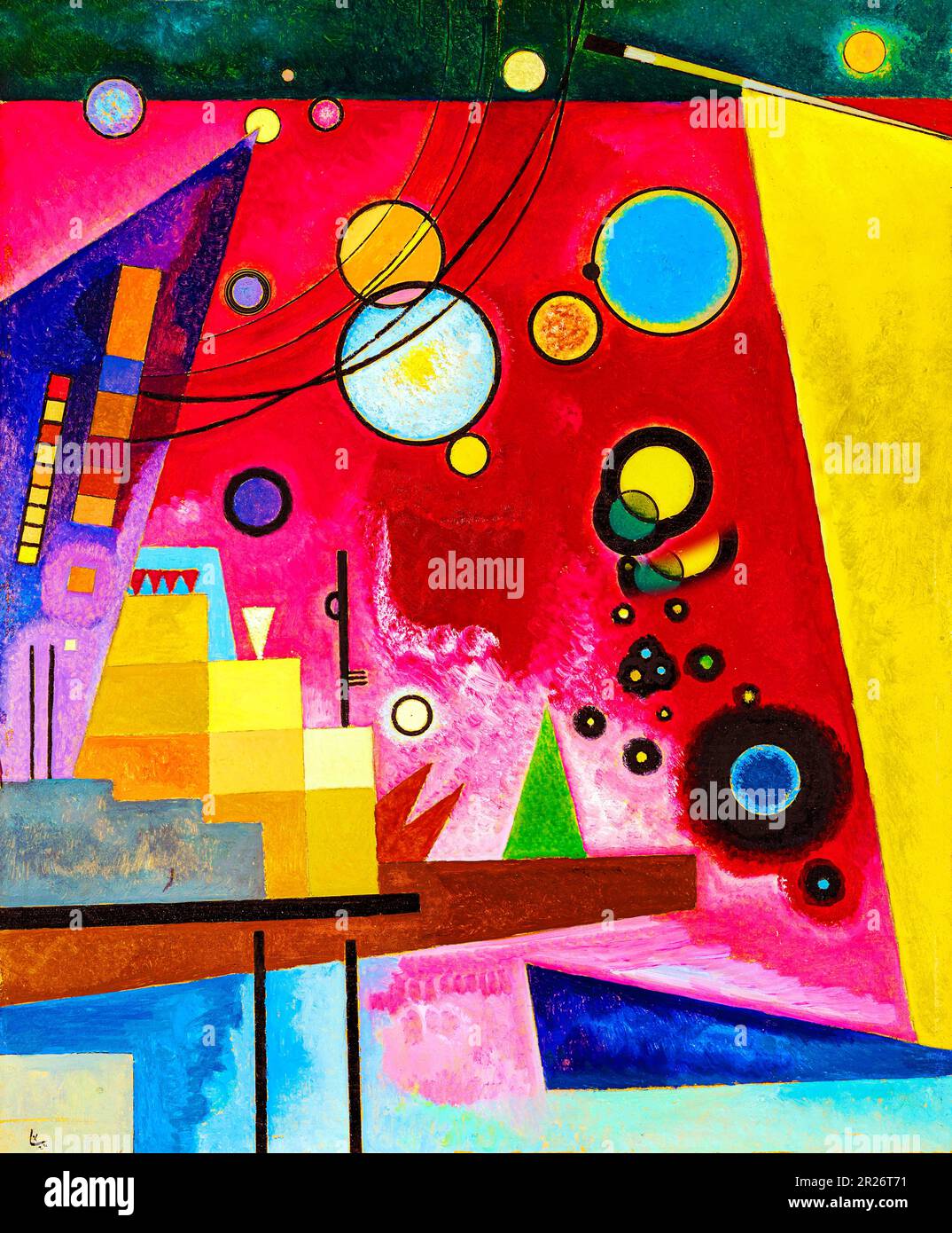 Schweres rotes Gemälde in hoher Auflösung von Wassily Kandinsky. Stockfoto
