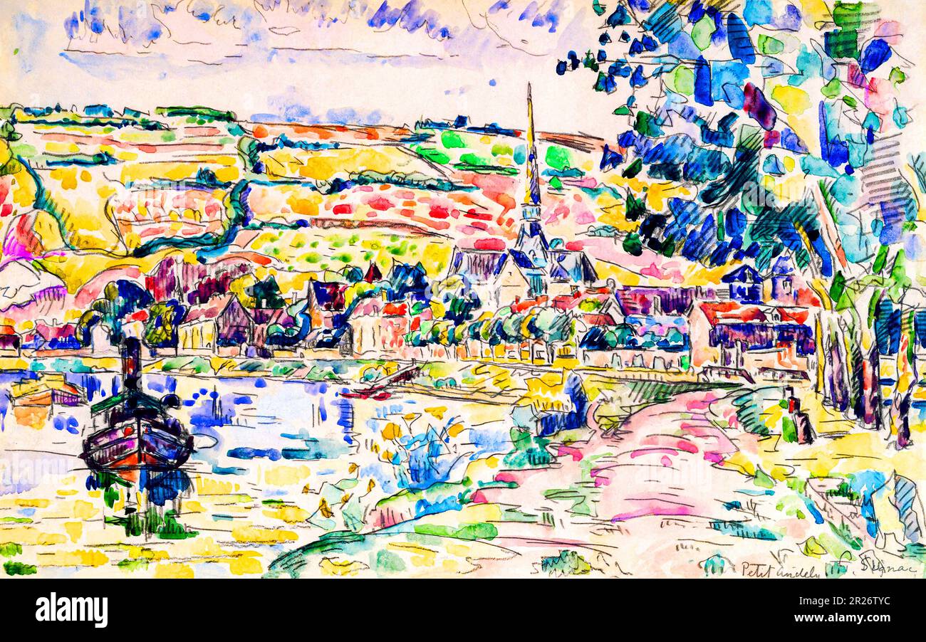 Petit Andely-the River Bank Gemälde in hoher Auflösung von Paul Signac. Original aus dem MET Museum. Stockfoto