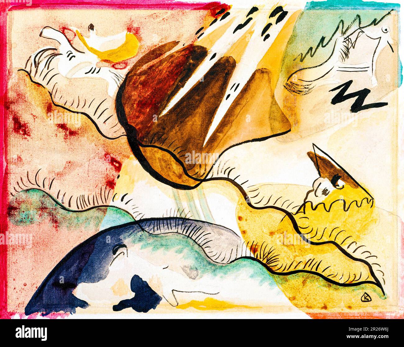 Regenlandschaft in hoher Auflösung von Wassily Kandinsky zeichnen. Original aus dem MET Museum. Stockfoto