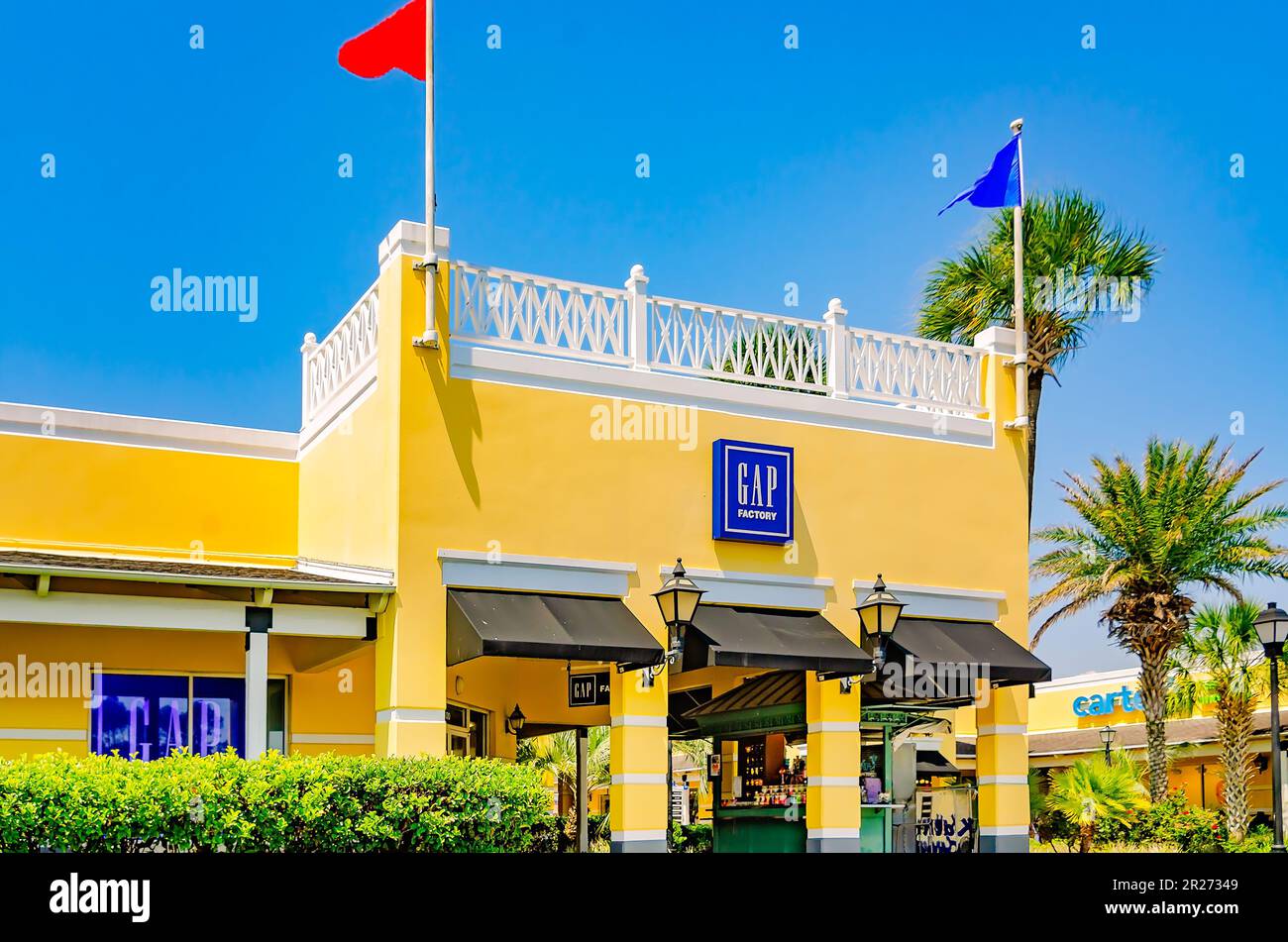 Der GAP Store ist in den Gulfport Premium Outlets am 13. Mai 2023 in Gulfport, Mississippi, zu sehen. GAP ist ein amerikanisches Bekleidungsunternehmen, das 1969 gegründet wurde. Stockfoto