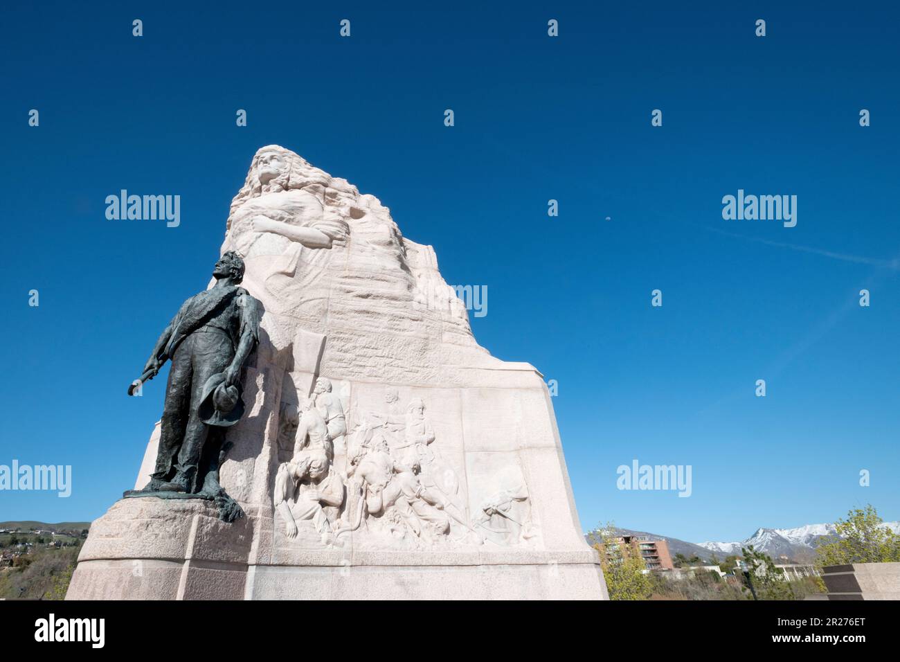 USA, Utah. Mormonenbataillon-Denkmal. Stockfoto