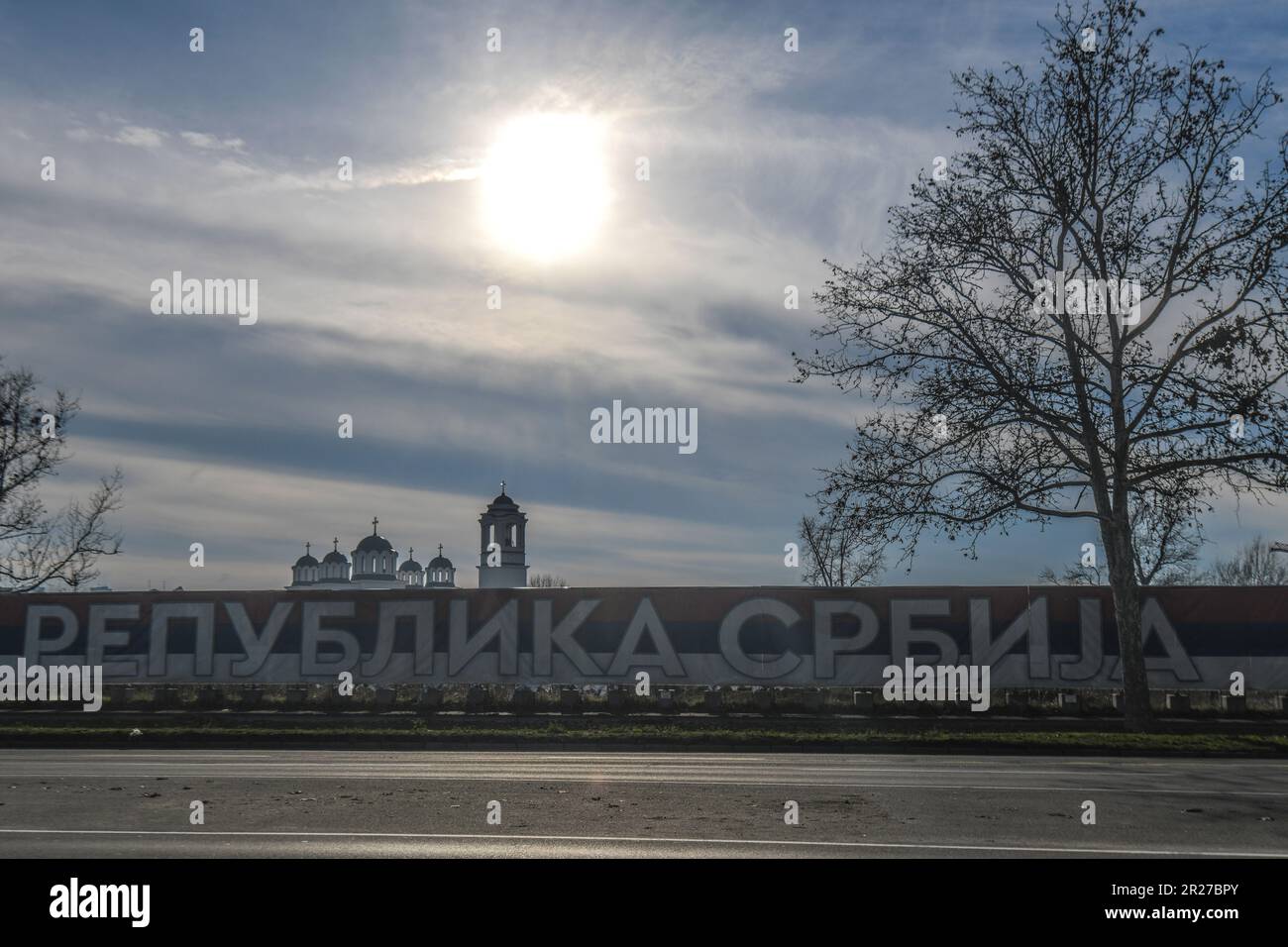 Neues Belgrad: Boulevard Mihajla Pupina. Serbien Stockfoto