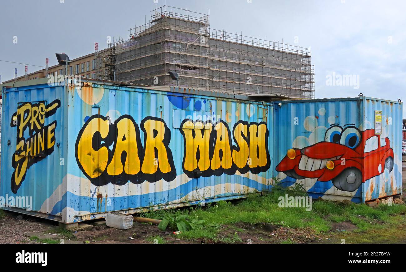 Proshine / TopShine Carwash, 44 Winwick Street, Warrington, Cheshire, England, Großbritannien, WA2 7TT Stockfoto