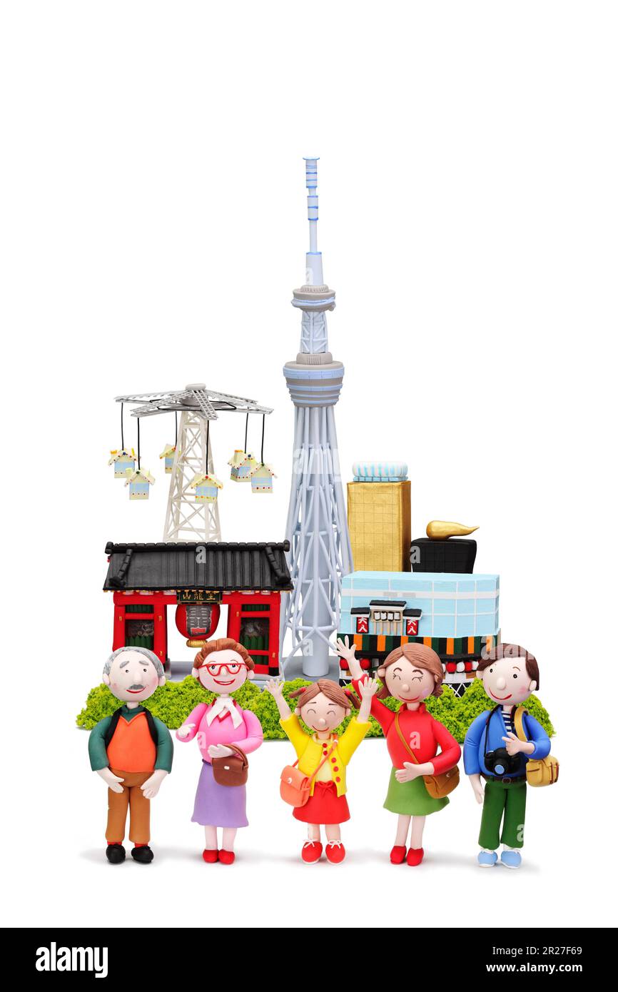 Himmelsbaum, Asakusa Touristenattraktion und Familie Stockfoto