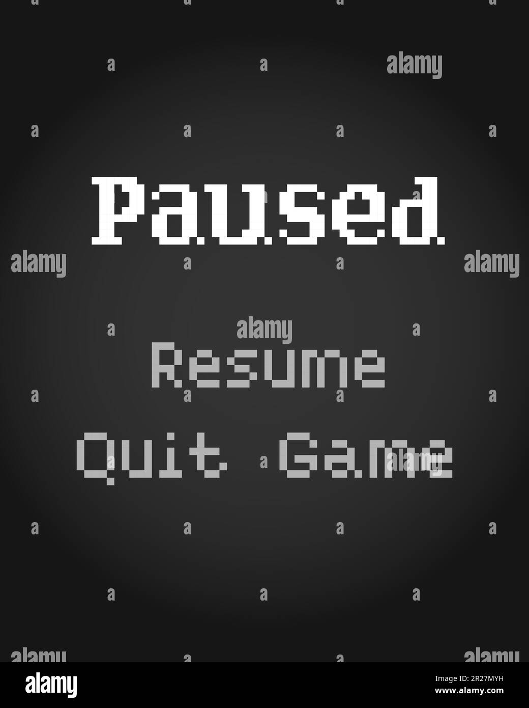 8-Bit-Pixel-Text, Menü für Spielepausen. Hintergrundsymbol für Spielelemente in Vektorabbildungen. Stock Vektor