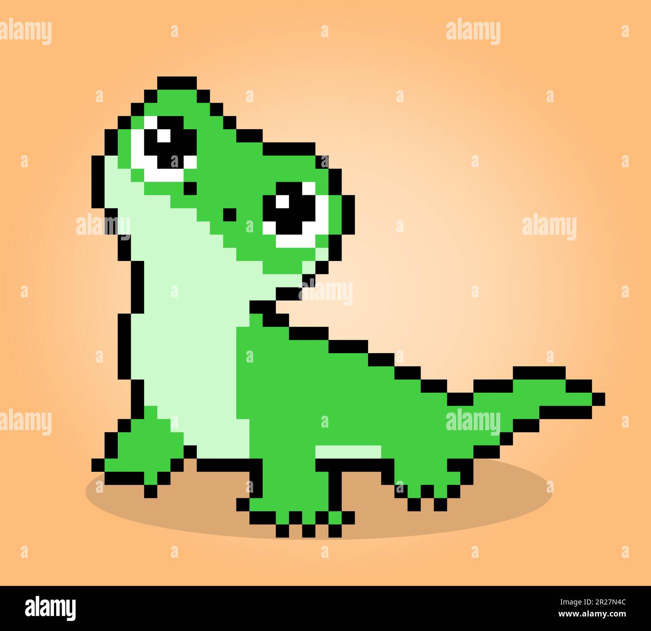 8-Bit-Pixel-Gecko in Grün. Eidechsenpixel in Vektorbildern für Kreuzstiche und Spielelemente. Stock Vektor