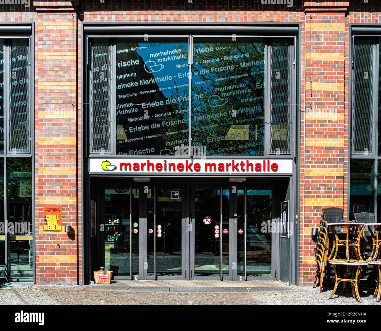 Markthalle XI, Marheineke-Halle, Markt aus dem 19. Jahrhundert, entworfen von Hermann Blankenstein & Architekt August Lindemann, Marheinekeplatz, Kreuzberg, Berlin Stockfoto