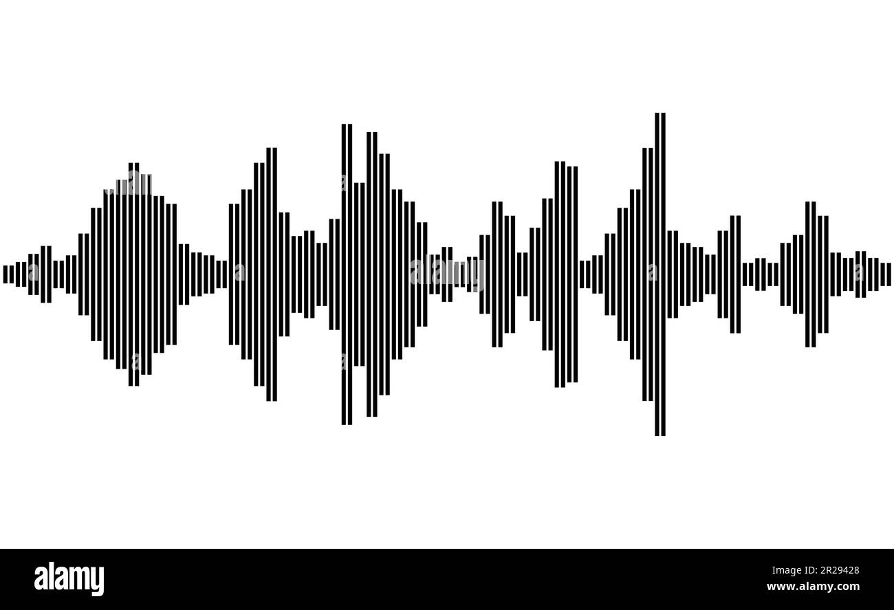 Vektor der Audiopegel. Schwarz auf weiß. Schallwellen-Anzeige. Grafiken der Audiowellenform. Stock Vektor