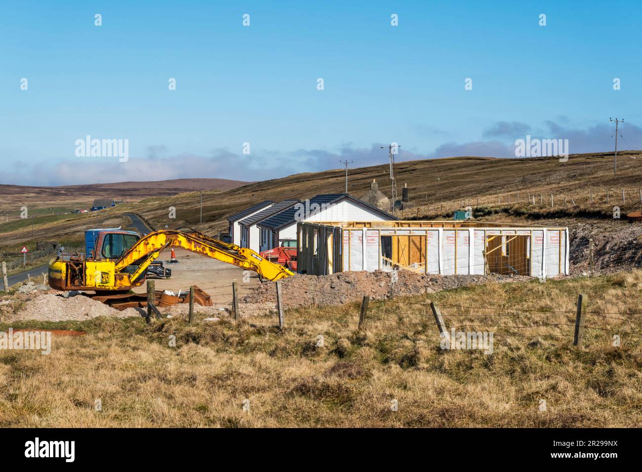 Hausbau bei Cunnister auf Yell, Shetland. Stockfoto