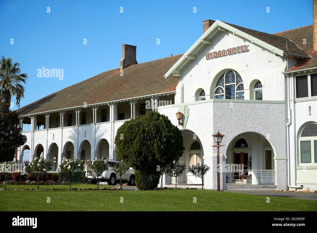 Das zum Kulturerbe gehörende Hydro Hotel Leeton wurde als Unterkunft für Senioren und Verwaltungsmitarbeiter für das Murrumbidgee Bewässerungsprogramm errichtet Stockfoto