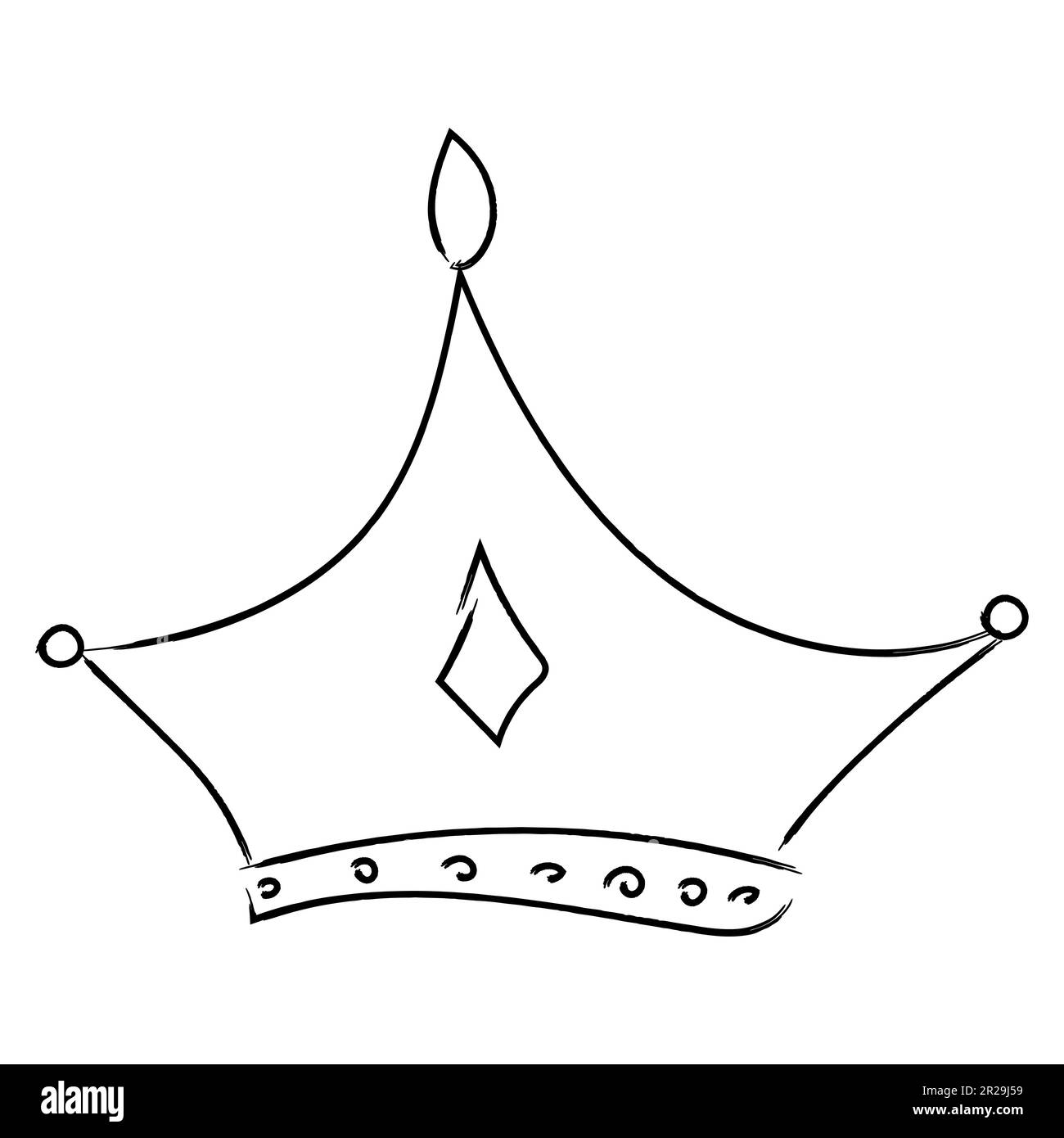 Königliche Krone, Königin oder Prinzessin diaden, Diadem, König im Kritzelstil, handgezeichnete Linie isoliert auf weißem Hintergrund. Vektordarstellung Stock Vektor