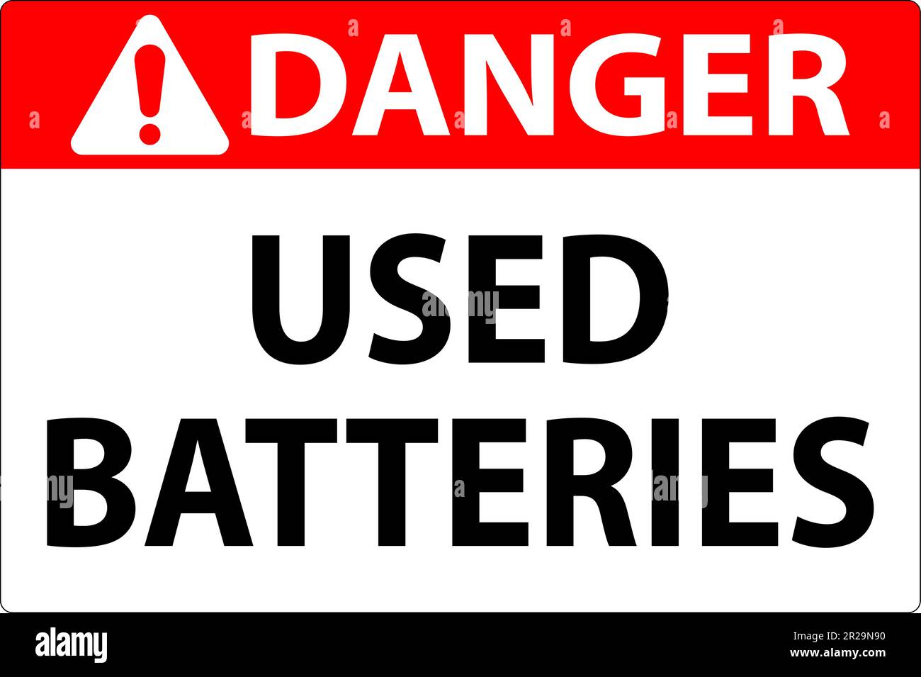 Gefahrenschild Gebrauchte Batterien Auf Weißem Hintergrund Stock Vektor