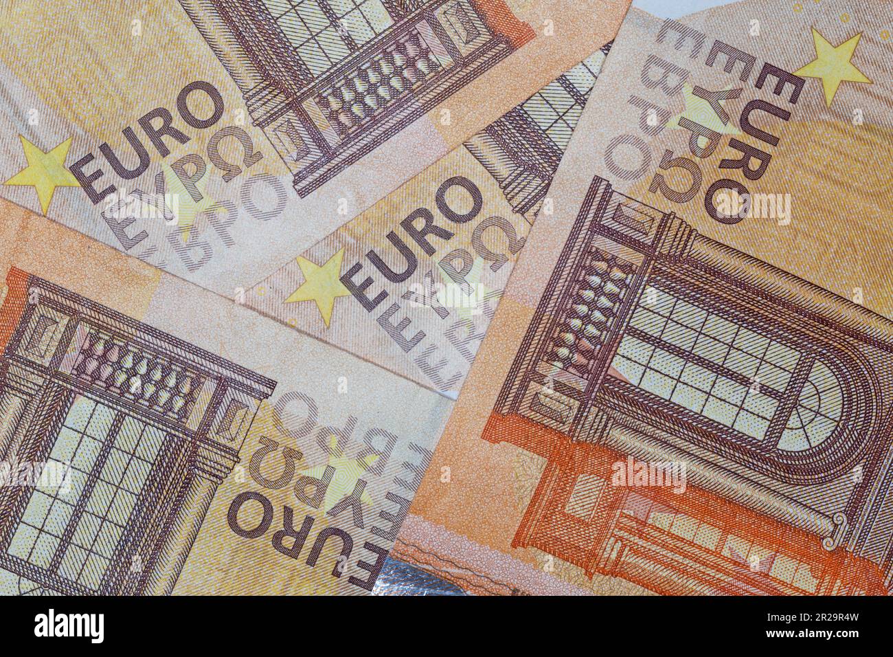 Nahaufnahme von mehreren 50-Euro-Bankonten Stockfoto
