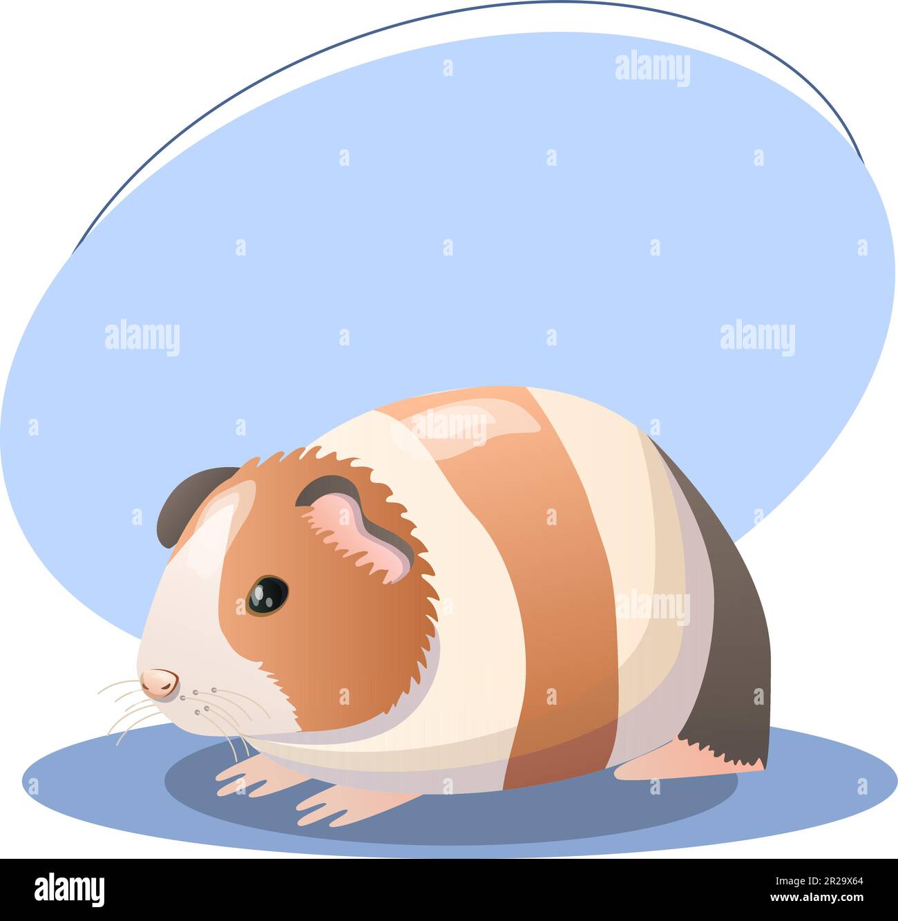 Meerschweinchen-Illustration. Tier, Ohren, Pfoten, flauschig, bunt. Bearbeitbares Vektorgrafikdesign. Stock Vektor