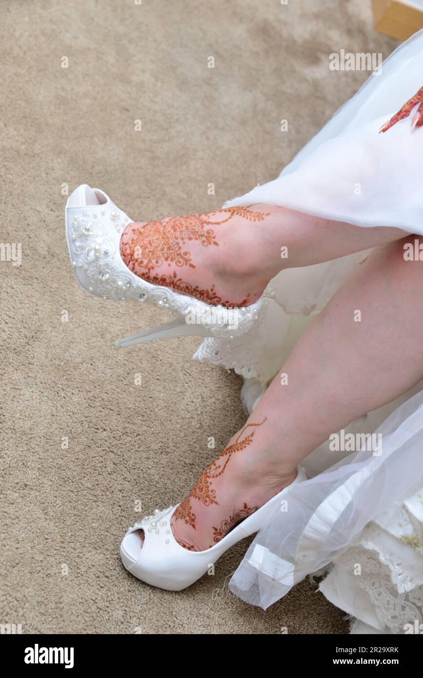 Marokkanische Henna-Tätowierung zu Fuß Stockfoto