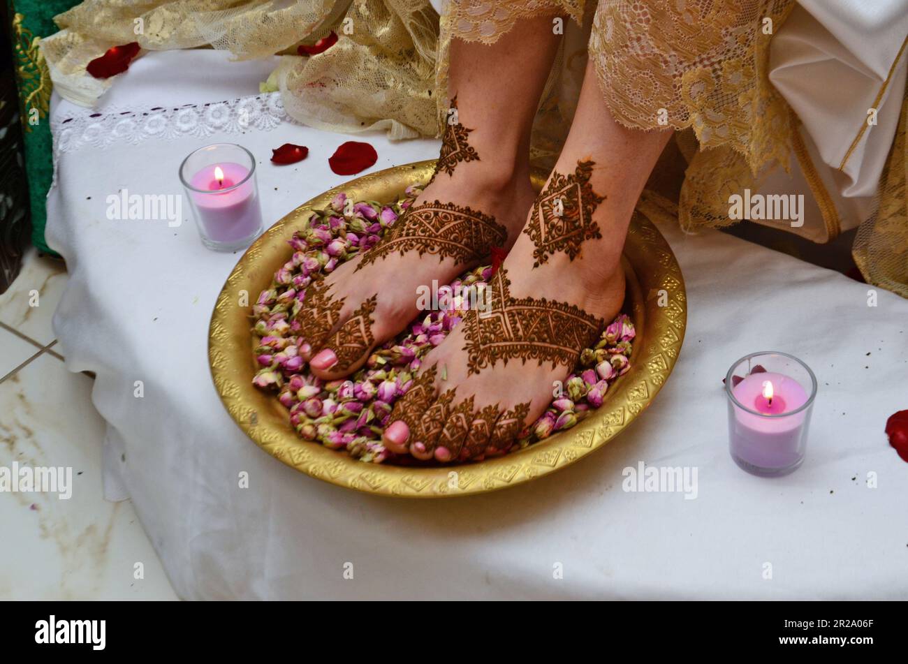 Marokkanische Henna-Tätowierung zu Fuß Stockfoto