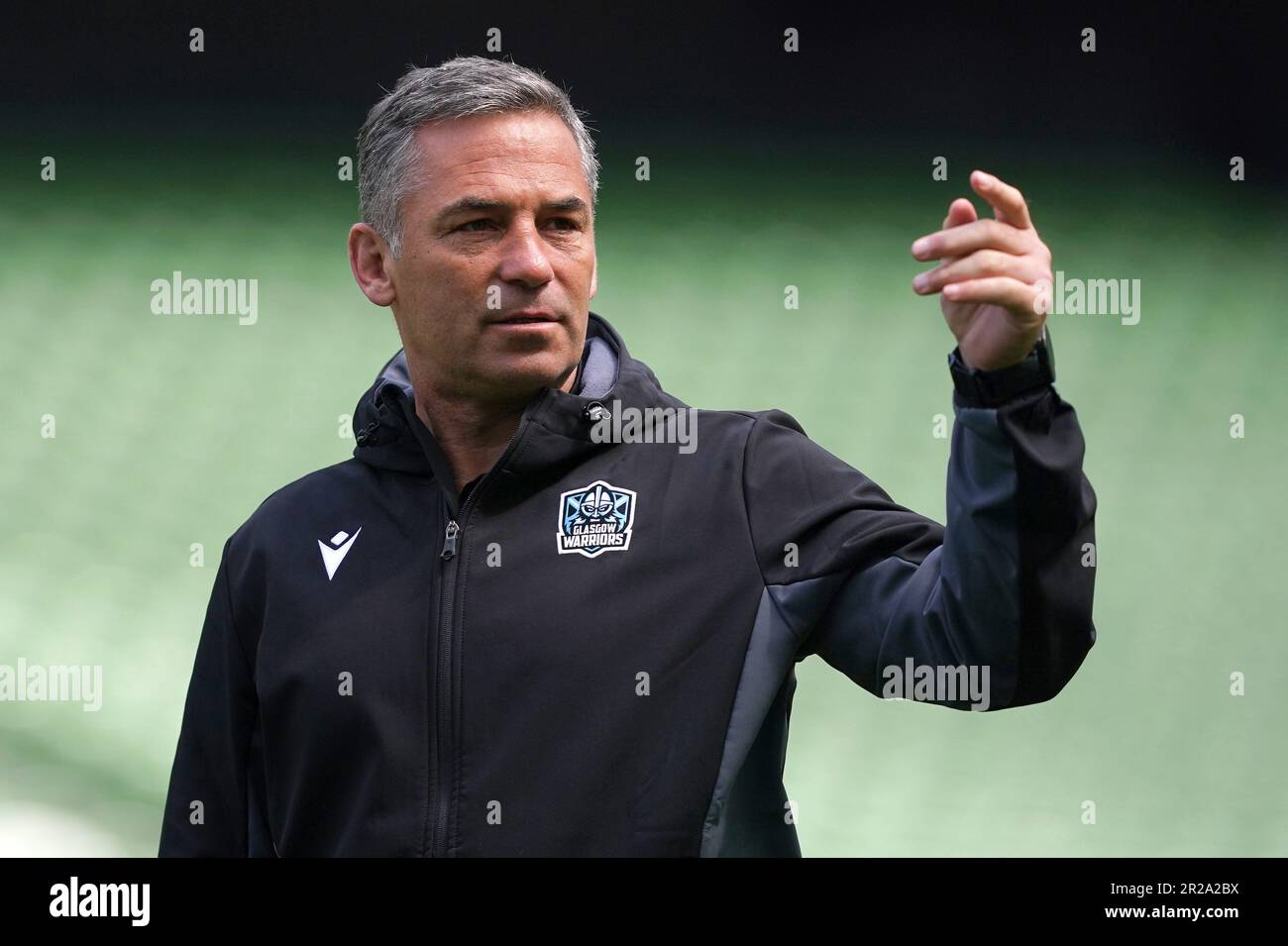 Glasgow Warriors Head Coach Franco Smith während des Captain's Run im Aviva Stadium in Dublin, Irland. Foto: Donnerstag, 18. Mai 2023. Stockfoto