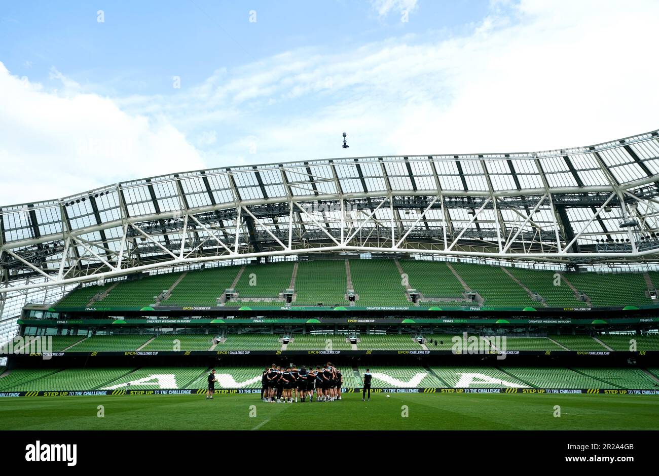 Ein allgemeiner Überblick über die Spieler der Glasgow Warriors während des Captain's Run im Aviva Stadium in Dublin, Irland. Foto: Donnerstag, 18. Mai 2023. Stockfoto