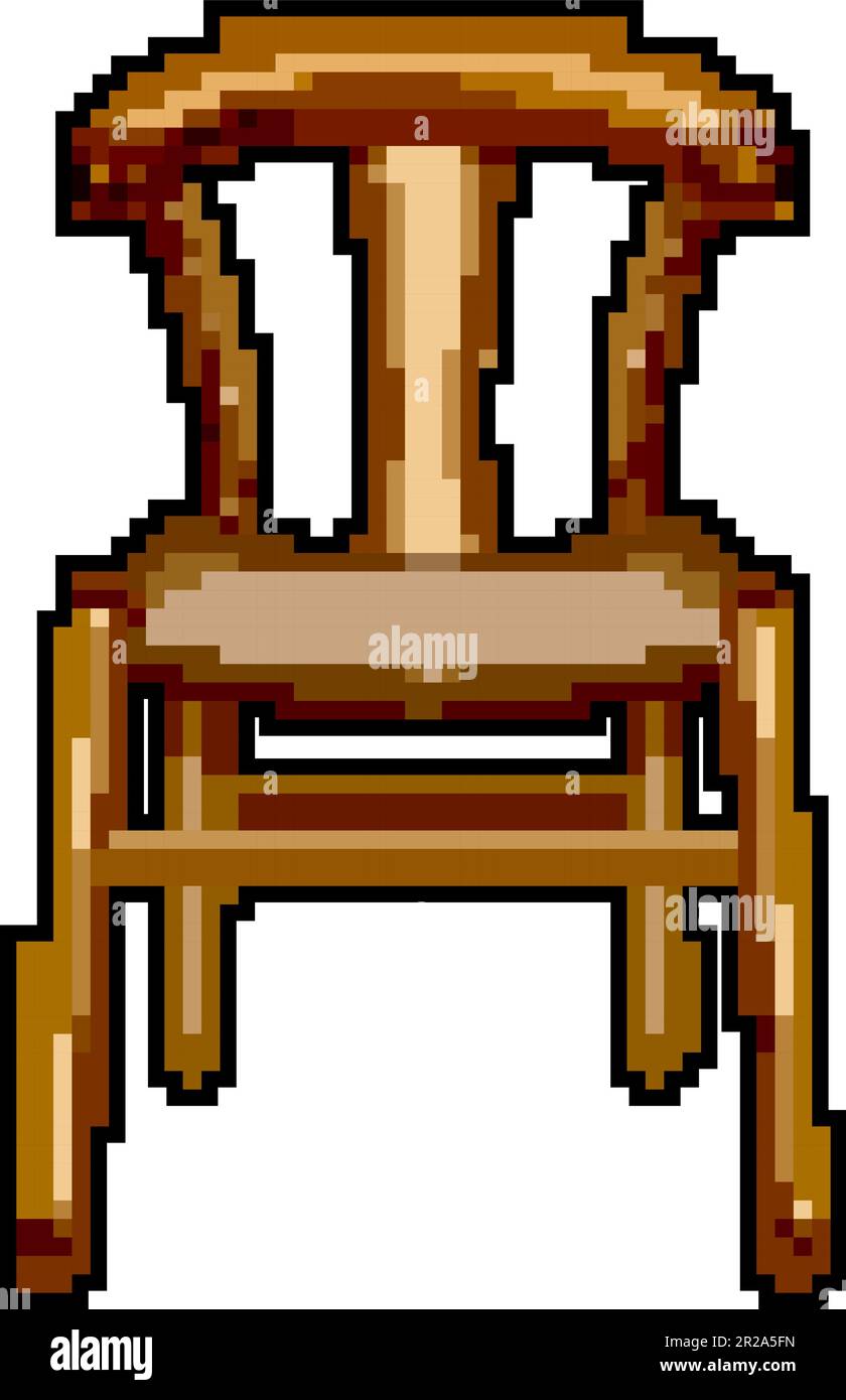 Heim Holzstuhl Spiel Pixel Art Vektor Illustration Stock-Vektorgrafik ...
