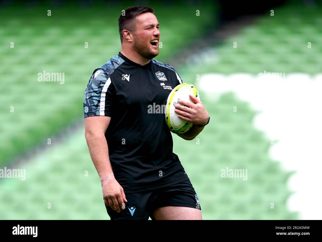 Zander Fagerson der Glasgow Warriors während des Captain's Run im Aviva Stadium in Dublin, Irland. Foto: Donnerstag, 18. Mai 2023. Stockfoto