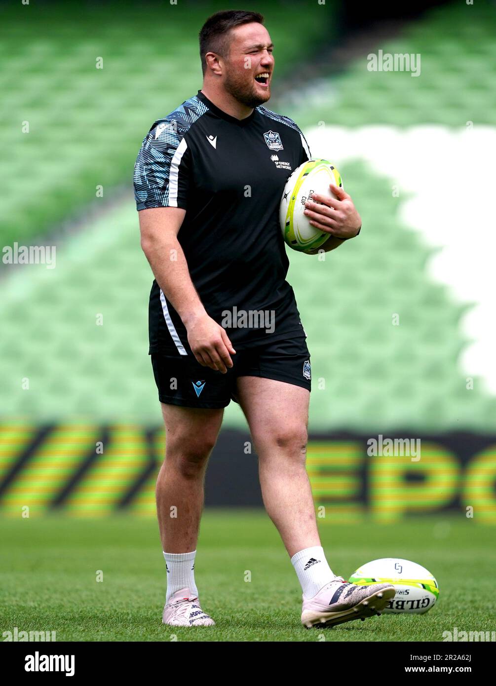 Zander Fagerson der Glasgow Warriors während des Captain's Run im Aviva Stadium in Dublin, Irland. Foto: Donnerstag, 18. Mai 2023. Stockfoto