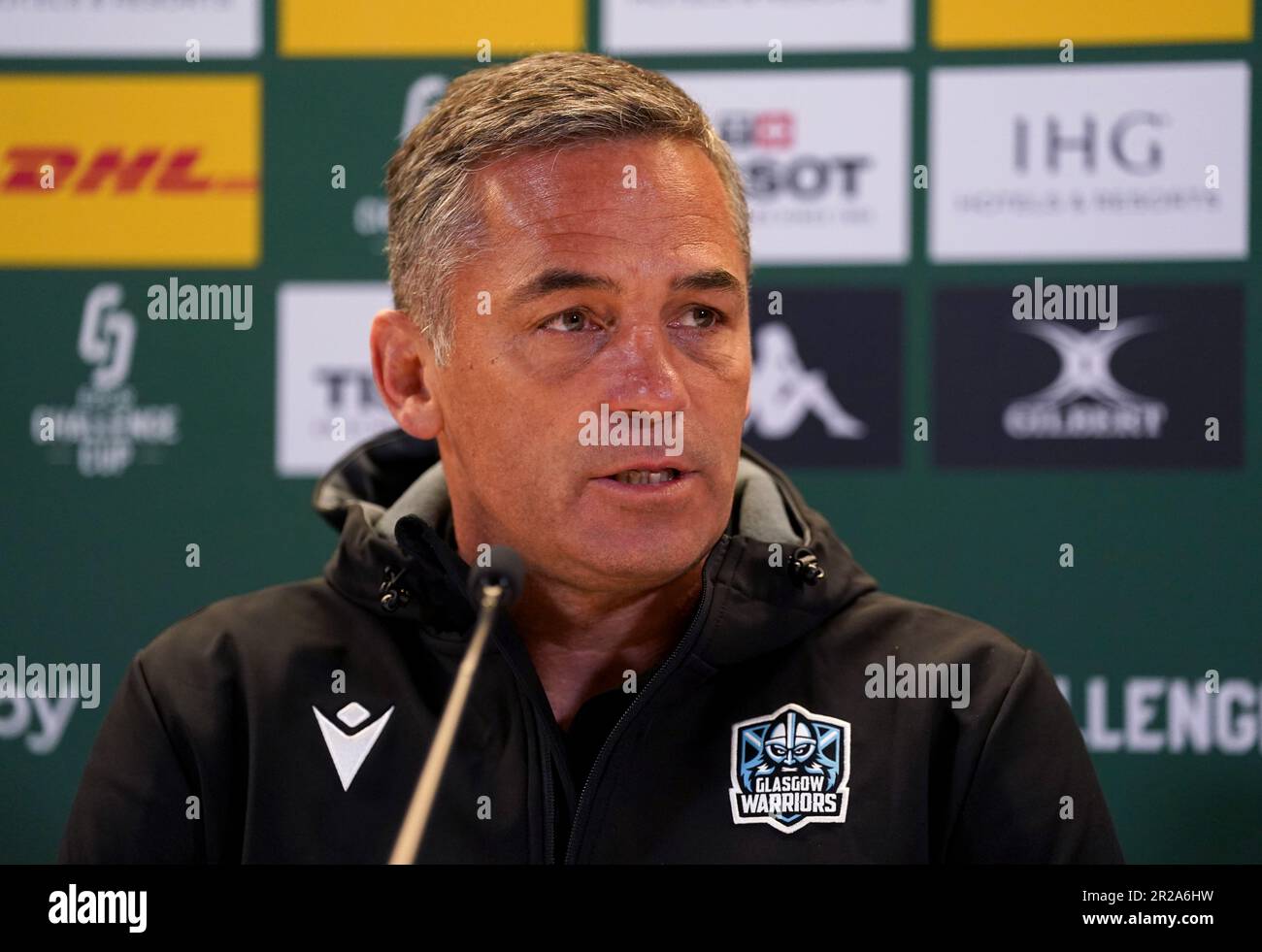Glasgow Warriors Head Coach Franco Smith während einer Pressekonferenz im Aviva Stadium in Dublin, Irland. Foto: Donnerstag, 18. Mai 2023. Stockfoto