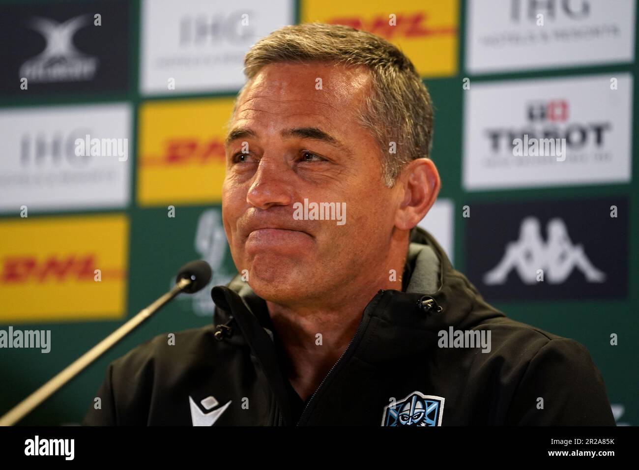 Glasgow Warriors Head Coach Franco Smith während einer Pressekonferenz im Aviva Stadium in Dublin, Irland. Foto: Donnerstag, 18. Mai 2023. Stockfoto
