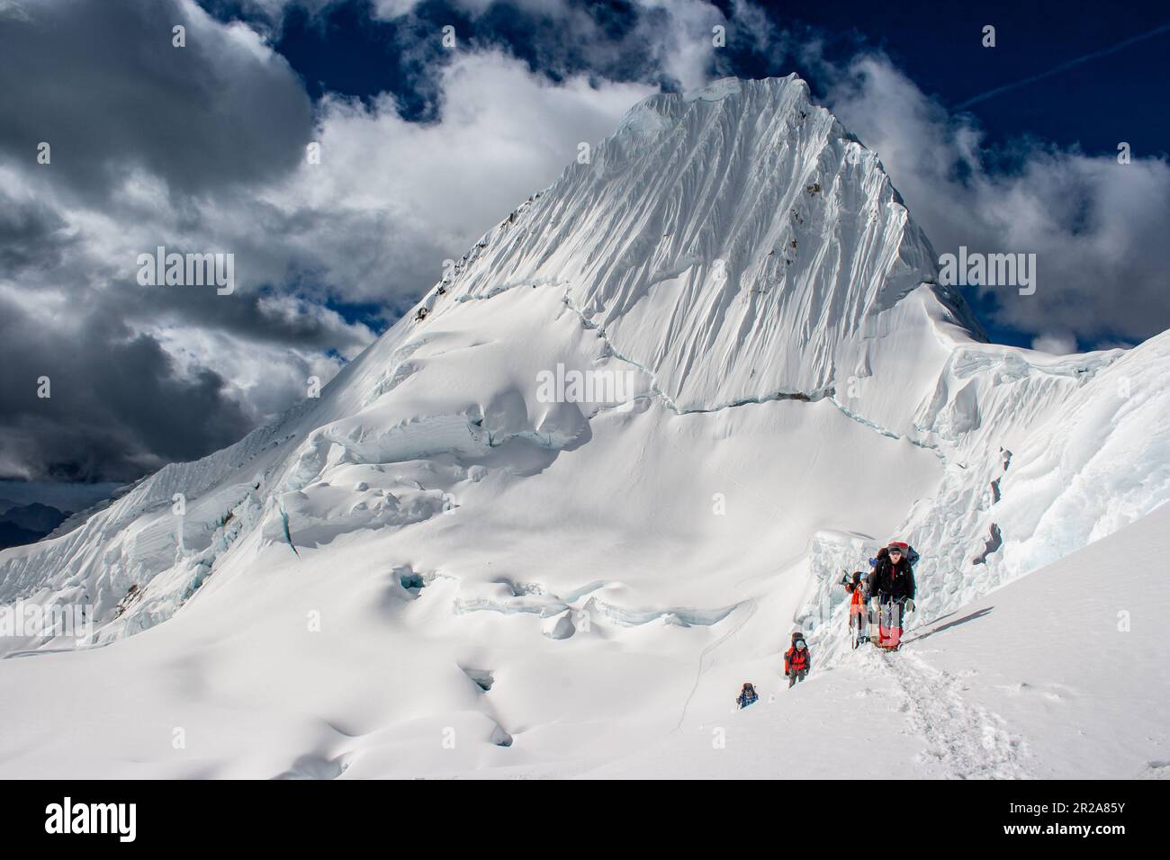 Auf dem Weg zurück von Nevado Alpamayo (Cordillera Blanca - Perù) Stockfoto