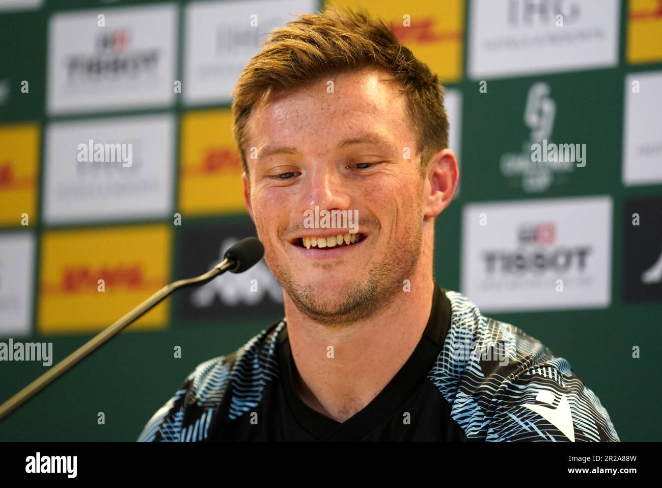 George Horne von Glasgow Warrior während einer Pressekonferenz im Aviva-Stadion in Dublin, Irland. Foto: Donnerstag, 18. Mai 2023. Stockfoto