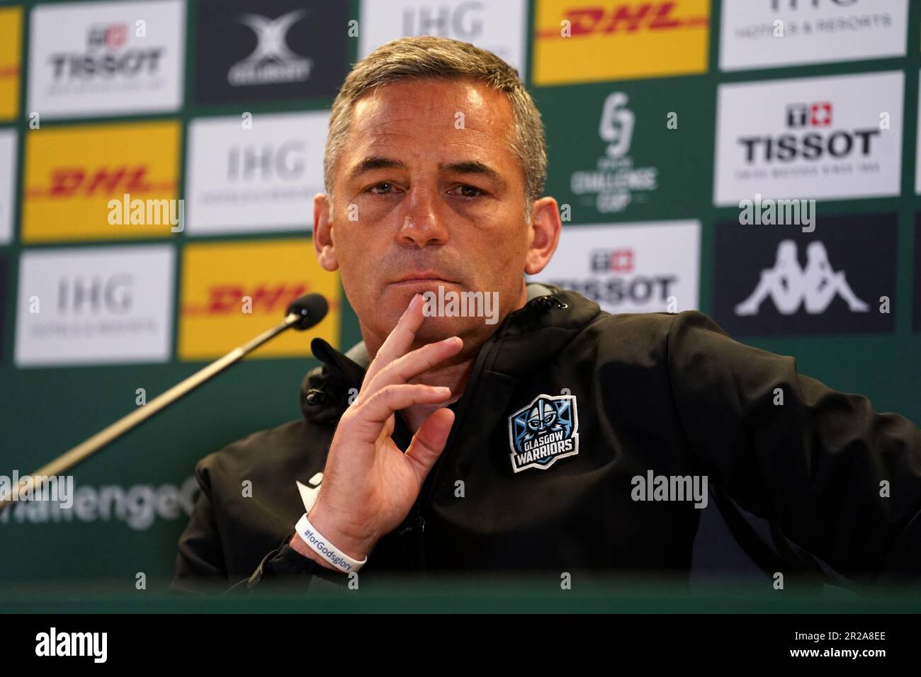 Glasgow Warriors Head Coach Franco Smith während einer Pressekonferenz im Aviva Stadium in Dublin, Irland. Foto: Donnerstag, 18. Mai 2023. Stockfoto