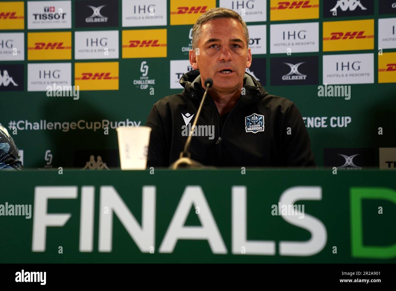 Glasgow Warriors Head Coach Franco Smith während einer Pressekonferenz im Aviva Stadium in Dublin, Irland. Foto: Donnerstag, 18. Mai 2023. Stockfoto