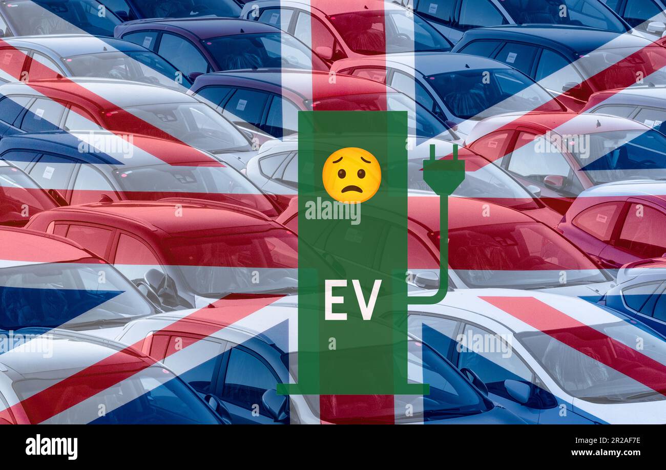 Neuwagenverkäufe, Fertigung, Elektrik, Motorenindustrie netto Null, Brexit, elektrische Batterien... UK-Konzept Stockfoto