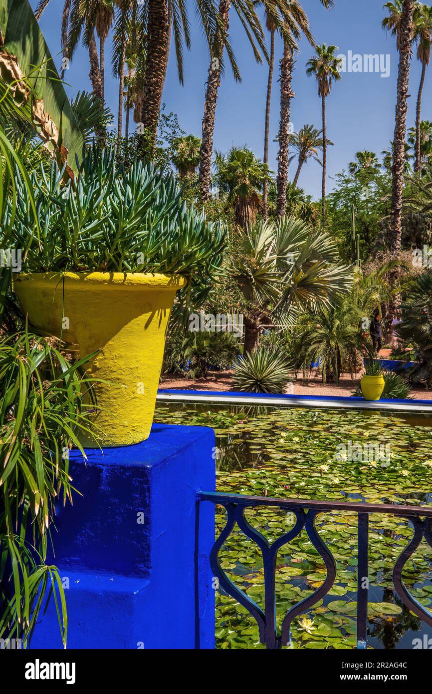 Majorelle Garden ist ein botanischer Garten in Marrakesch, Marokko. Stockfoto