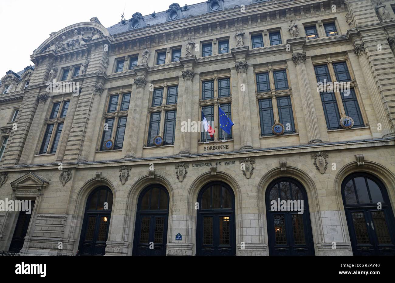 Frontfassade der Sorbonne - Paris, Frankreich Stockfoto