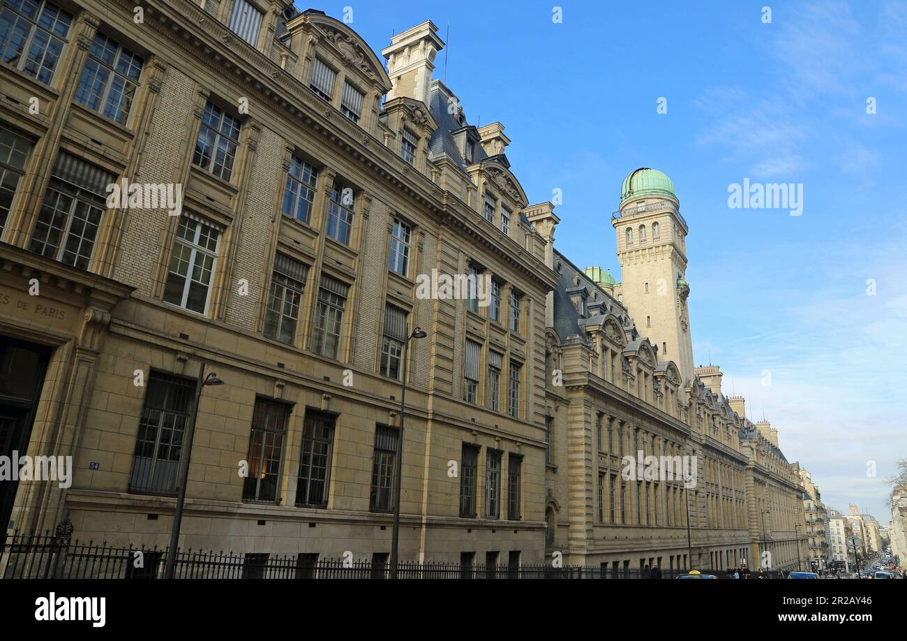 Seitenansicht an der Sorbonne - Paris, Frankreich Stockfoto