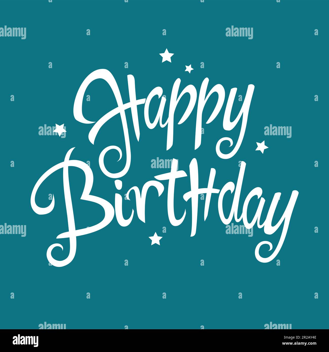 Text des Glücklichen Geburtstags mit dekorativen, einfachen Sternen für Geburtstagsthema und Hintergrund Stock Vektor