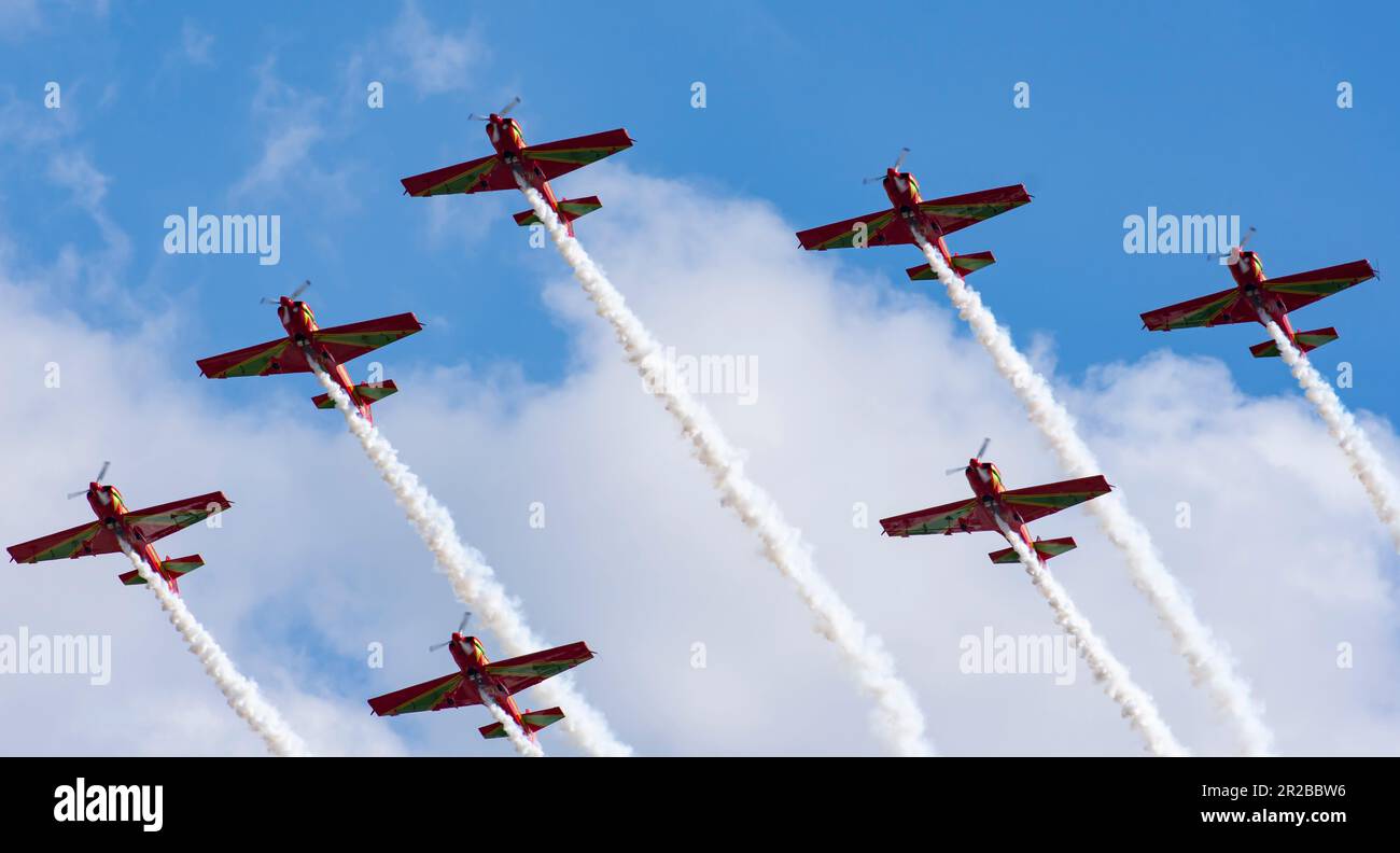 Marche Verte auf dem Teknofest 2023 (Grüner März) mit Mudry CAP 230 ist das aerobe Demonstrationsteam der Royal Moroccan Air Force und der Beamte Stockfoto