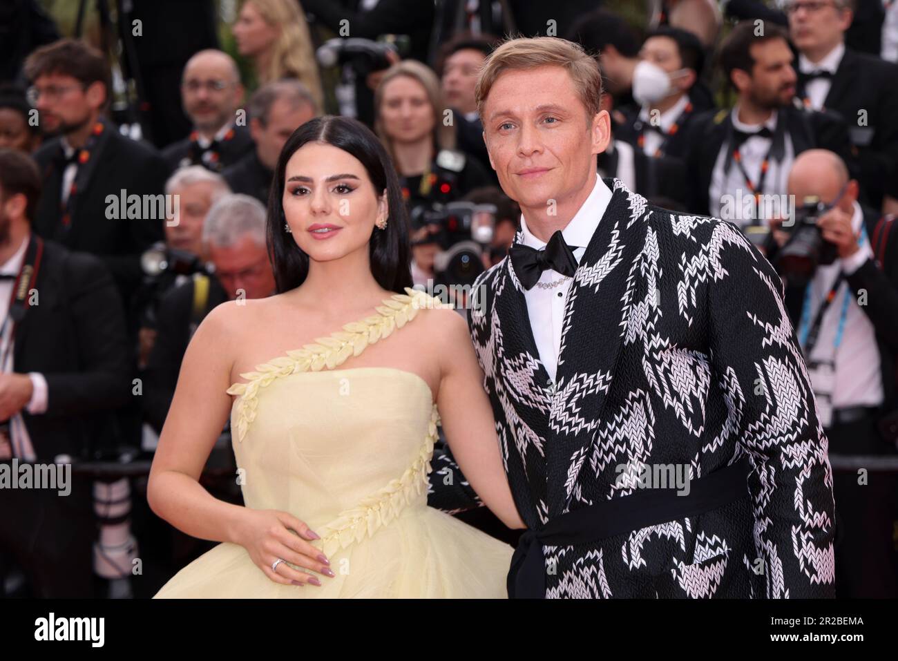 Ruby O. Fee, left, and Matthias Schweighofer pose for photographers ...