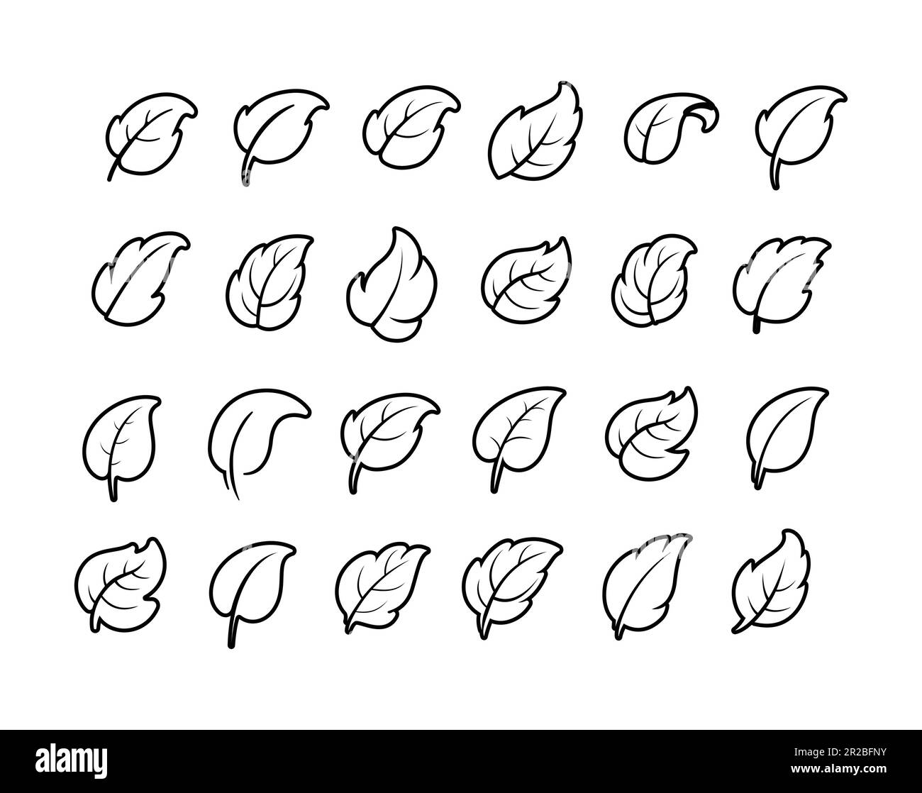 Einfache Blattliniensymbole, Symbole, Logo und Grafikelemente isoliert auf weißem Hintergrund. Vektorvorlage für natürliche, organische, Bio- und Öko-Label Stock Vektor