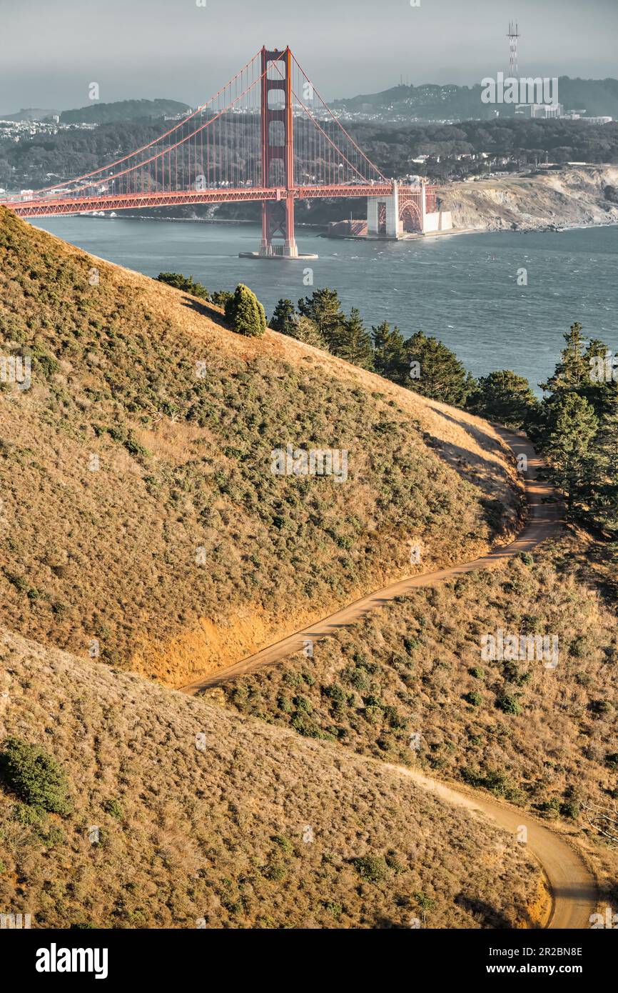 Golden Gate Bridge und Golden Gate National Recreation Area in San Francisco, Kalifornien, USA. Stockfoto