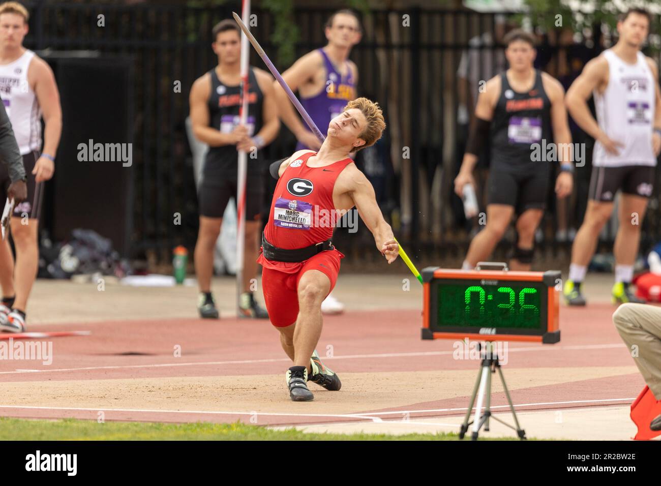 Georgia Speerwerfer Marc Minichello gewinnt die Veranstaltung während der Track and Field Championships 2023 der Southeastern Conference, Donnerstag, 11. Mai 2023, Stockfoto