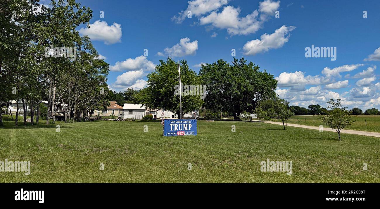 LEBO, KANSAS 18. MAI 2023 Donald Trump Unterstützungsschild für die